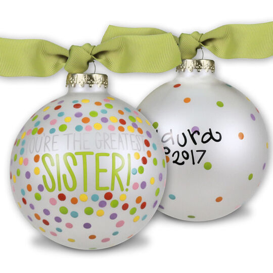 You're The Greatest Sister Glass Christmas Ornament